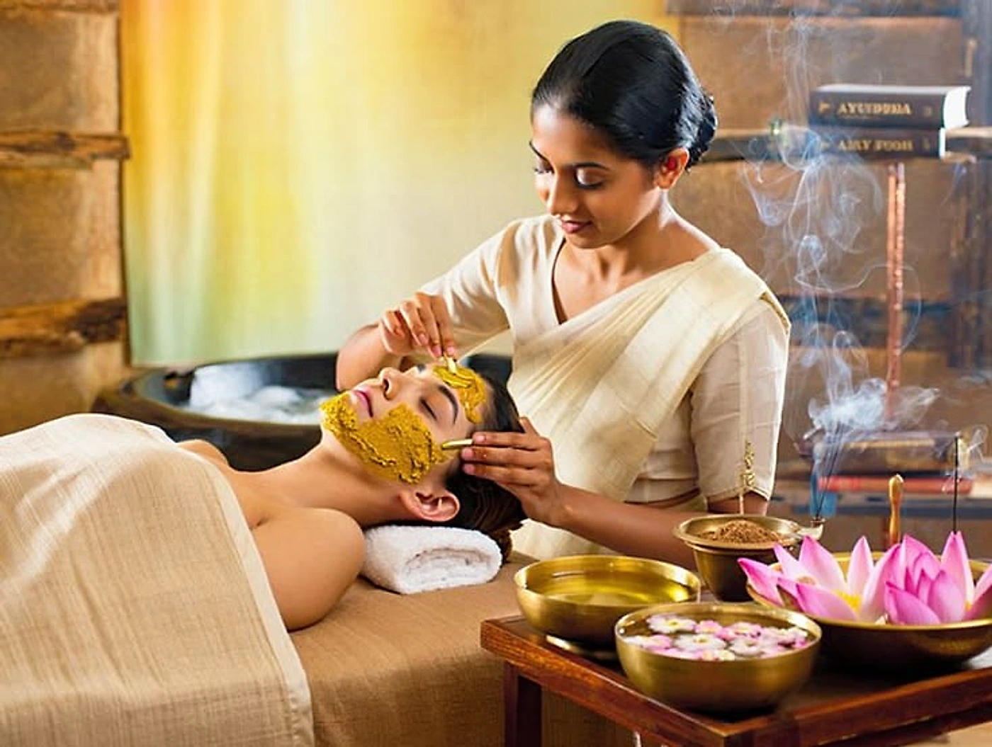 Ayurvedic facial therapy with herbs